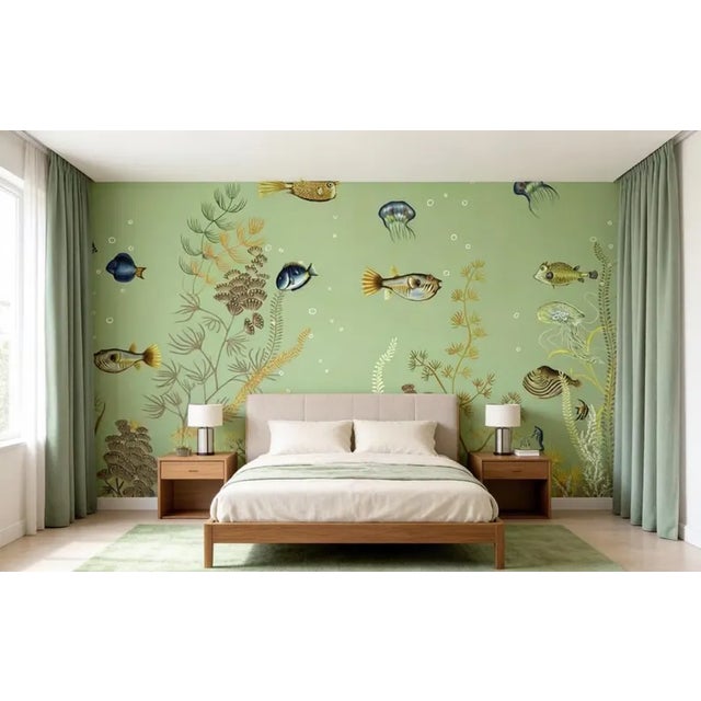 Art Deco 36'*100"/Panel *4 Panels, Coral Reef , Sea Fish Wallpaper , a Set of 4 Panels Wallpaper for Kids Room For Sale - Image 3 of 13
