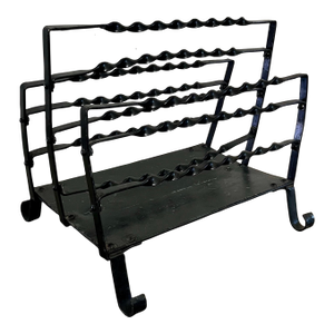 1960s French Twisted Wrought Iron Magazine Rack
