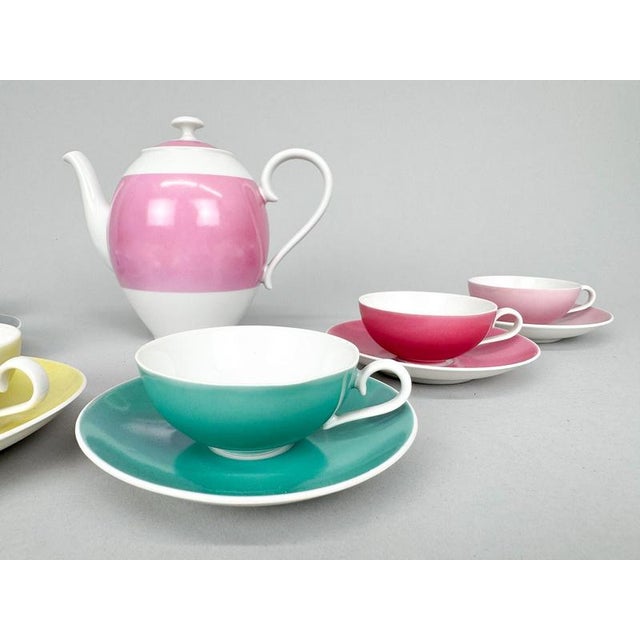 Coffee Tea Set from Moser Porcelain, Czechoslovakia, 1950s, Set of 7 For Sale - Image 3 of 6