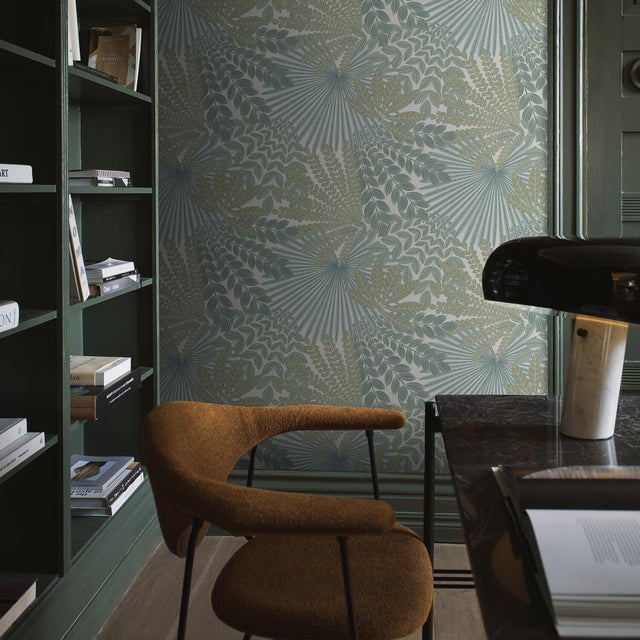 Mid-Century Modern Boråstapeter Velvet Leaves Wallpaper In Ivory And Sage For Sale - Image 3 of 3