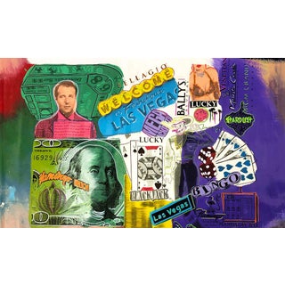 Steve Kaufman Las Vegas Icons Collage (Unique Hand Painted Silkscreen on Canvas), 1995-2005 For Sale