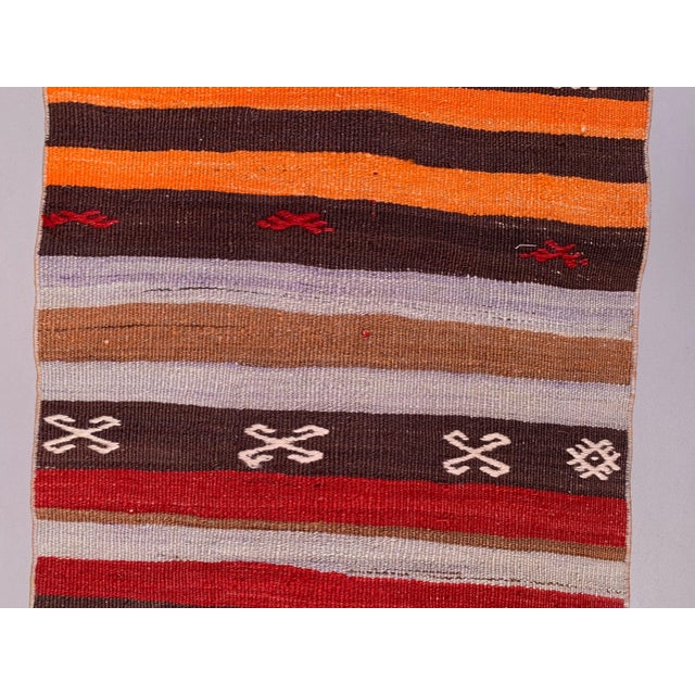 Turkish Narrow Kilim Runner Rug For Sale - Image 5 of 7