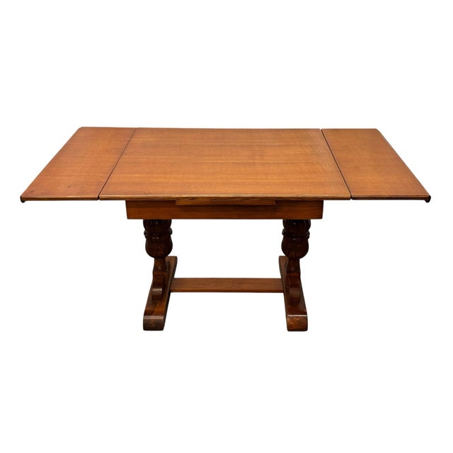 Vintage Rustic American Style Trestle Dining Table featuring High Quality Solid Oak Construction, Hidden Butterfly Leaves,...