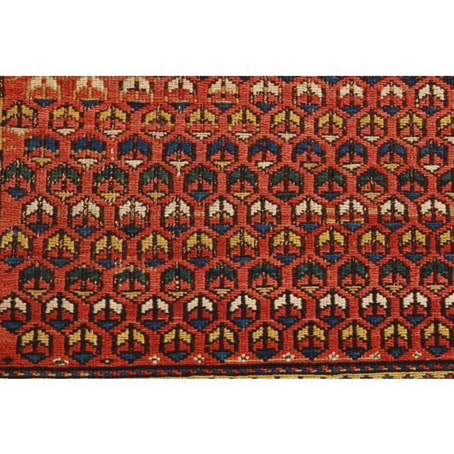 19th-Century Antique Soumak Rug Gometric Burnt Red and Beige All Over Pattern For Sale - Image 4 of 6