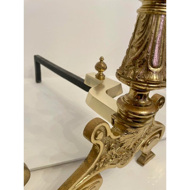 Brass Rococo Revival Andirons For Sale - Image 4 of 12