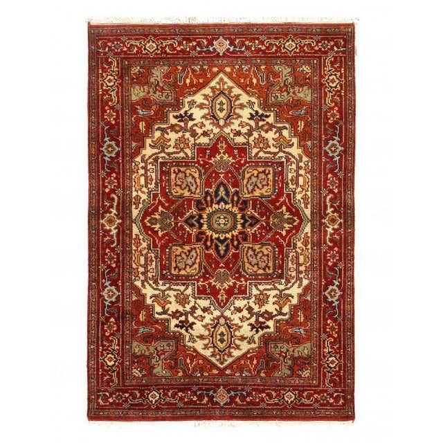 Pasargad Ivory Fine Hand-Knotted Serapi Design Rug 8' X 10' For Sale - Image 4 of 4