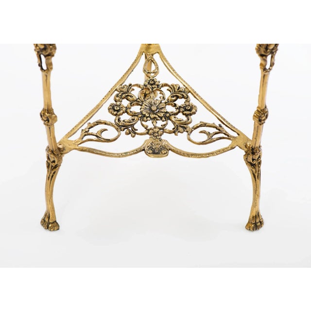 Metal 1950s Vintage Brass Corner Console Table With Mirror Top For Sale - Image 7 of 12