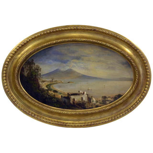 Ettore Ferrante, View of Mount Vesuvius, 19th Century, Oil on Canvas, Framed For Sale - Image 7 of 7