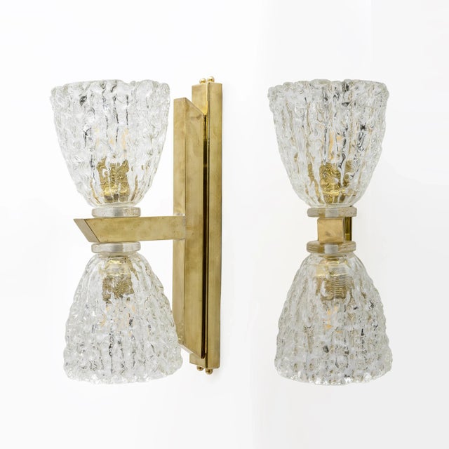 Art Deco Style Murano Glass and Brass Sconces, 1990s, Set of 2 For Sale - Image 11 of 11