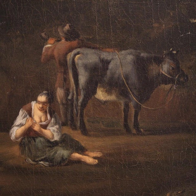Flemish Artist, Bucolic Landscape, 1760, Oil on Canvas, Framed For Sale - Image 6 of 16