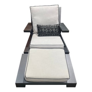 Restoration Hardware "Olema" Patio Chair & Ottoman For Sale