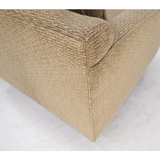 Brown Pair Deep Seat Oatmeal Fabric Upholstery Contemporary Lounge Chair on Dowel Legs For Sale - Image 8 of 13