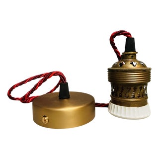 Antique E40 Lamp Socket in Brass and Porcelain, 1890s For Sale