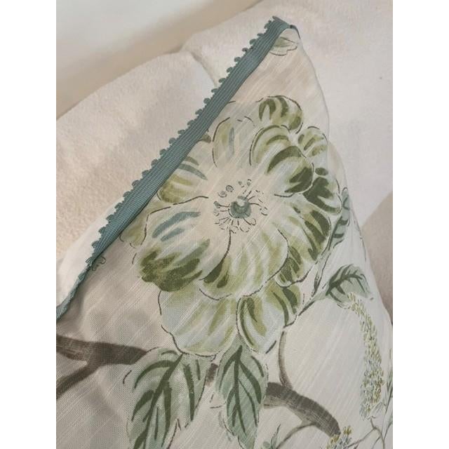 Early 21st Century Eastern Accents Green, Blue, and White, Floral Botanical Pillow For Sale - Image 5 of 6