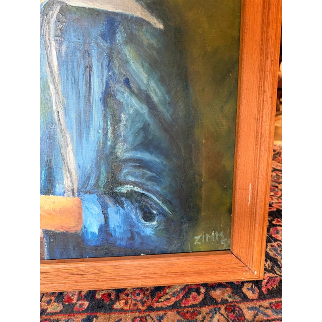 1960s Mid-Century Modern Female Artist Self-Portrait Oil Painting For Sale - Image 5 of 8