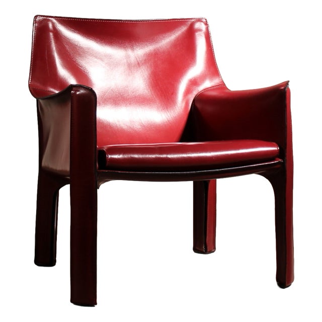 Vintage Cab 414 Chair in Leather by Mario Bellini for Cassina, 1982 For Sale