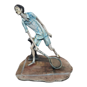 Vintage Lo Scricciolo Toni Moretto Ceramic Male Tennis Sculpture