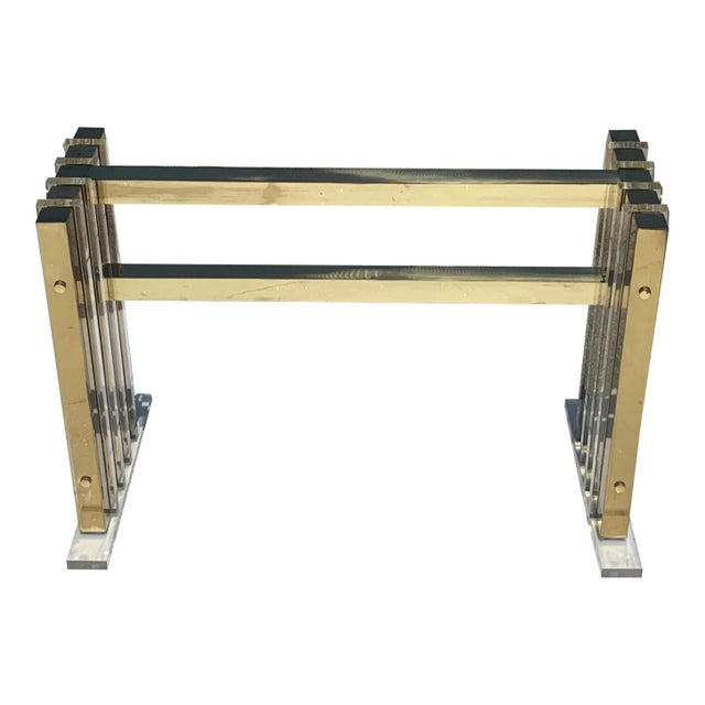 Mid-Century Modern Vintage Lucite and Brass Dining Table Base For Sale - Image 3 of 6