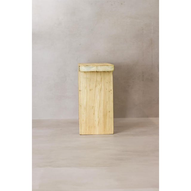 Rustic Vintage Rustic Square Elm Wood Stool For Sale - Image 3 of 7
