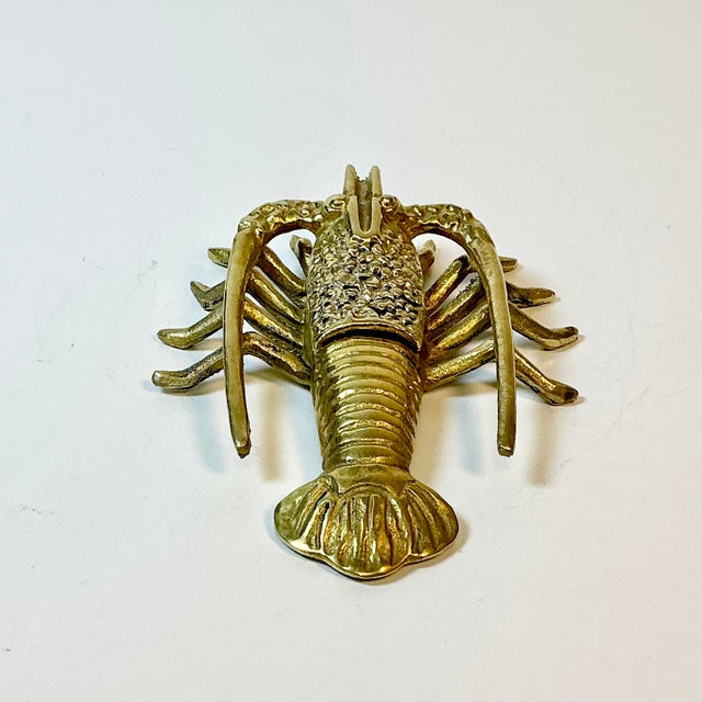 1960s Vintage Coastal Hollywood Regency Boho Chic Brass Lobster Box For Sale - Image 10 of 14