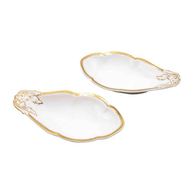 Gold Vintage White Porcelain Saucieres by Richard Ginori, Italy, 1950s, Set of 2 For Sale - Image 8 of 8