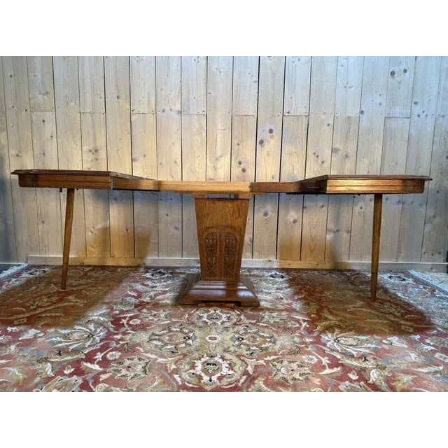 Wood Art Deco Dining Table in Oak For Sale - Image 7 of 9