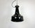 Industrial iron black painted pendant light made by in former Czechoslovakia during the 1970s. White inside the shade....