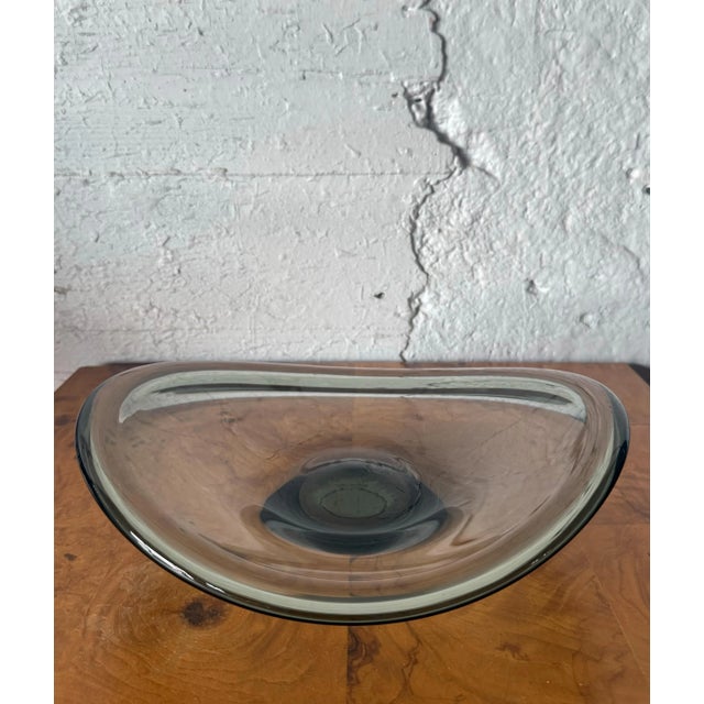 Mid 20th Century Vintage Per Lutkin for Holmegaard Signed Clear Glass Dish Bowl For Sale - Image 5 of 12
