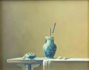 Zhang Wei Guang, Vase and Eggs, Original Oil Painting, 2000s