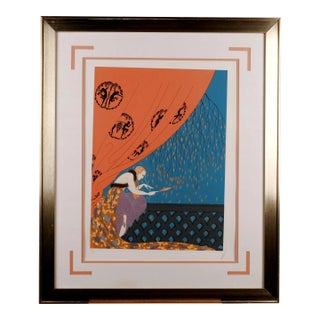 1979 Printing Erte "Fall" Hand Signed Limited Edition 66/300 Framed & Matted Serigraph For Sale