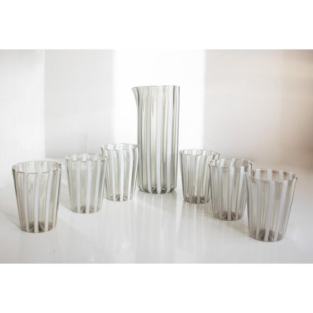 Modern Italian Murano Glasses and Pitcher by Mariana Iskra, 2004s, Set of 7 For Sale - Image 9 of 18