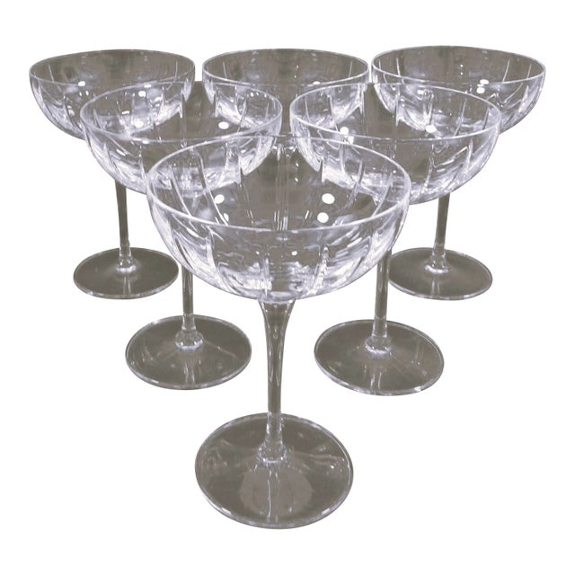 Dorset Hand Cut Fluting Champagne Coup Glasses Set of 6 For Sale