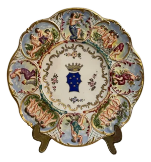 Decorated Ceramic Plate from Capodimonte, 19th-20th Century