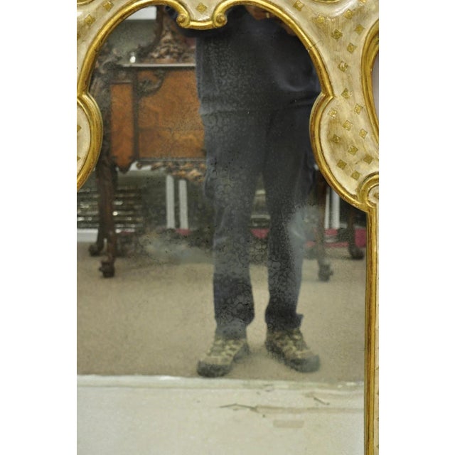 Vintage Italian Florentine Carved Sculpted Giltwood Cream and Gold Wall Mirror For Sale In Philadelphia - Image 6 of 12