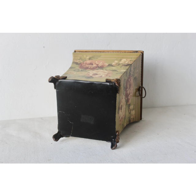 19th Century French Style Sheet Metal Cachepot Wastebasket Planter Flowers Hoop Handles Footed Details Vintage For Sale - Image 12 of 14