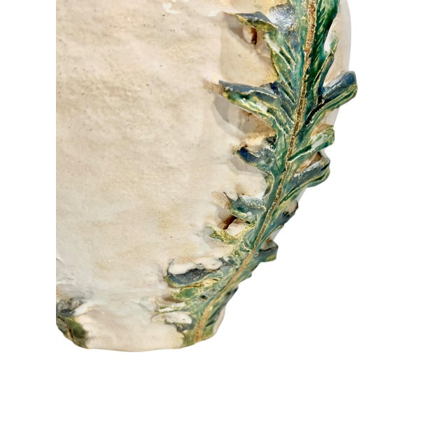 Vintage Italian Earthenware Vase With Stylized Peacock Feather Design For Sale - Image 13 of 15