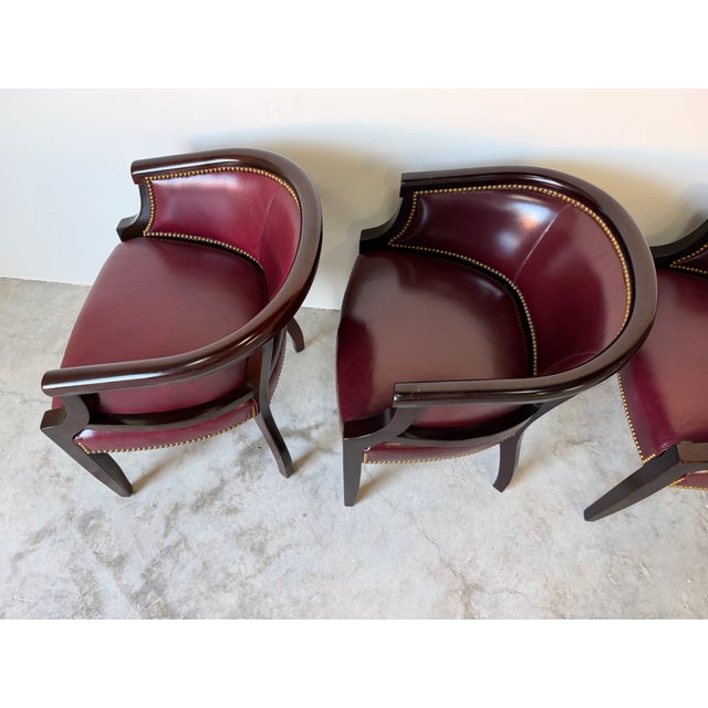 Vintage Hickory Leather Hollywood Regency Style Dining Chairs - Set of 6 For Sale - Image 9 of 17