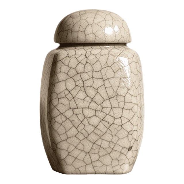 Chinese Ceramic Pot,Ge Ware Crackle Glaze Celadon Tea Jar For Sale