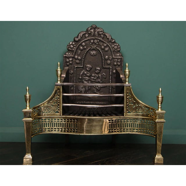 Late 19th Century Antique Serpentine Brass and Steel Dog Grate, 1890 For Sale - Image 5 of 5