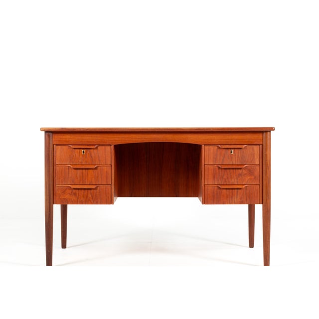Mid-Century Modern Vintage Danish Teak Writing Desk, 1960s For Sale - Image 3 of 12