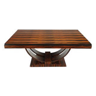 Art Deco Rectangular Dining Table in Macassard Ebony Veneer, 1940s For Sale