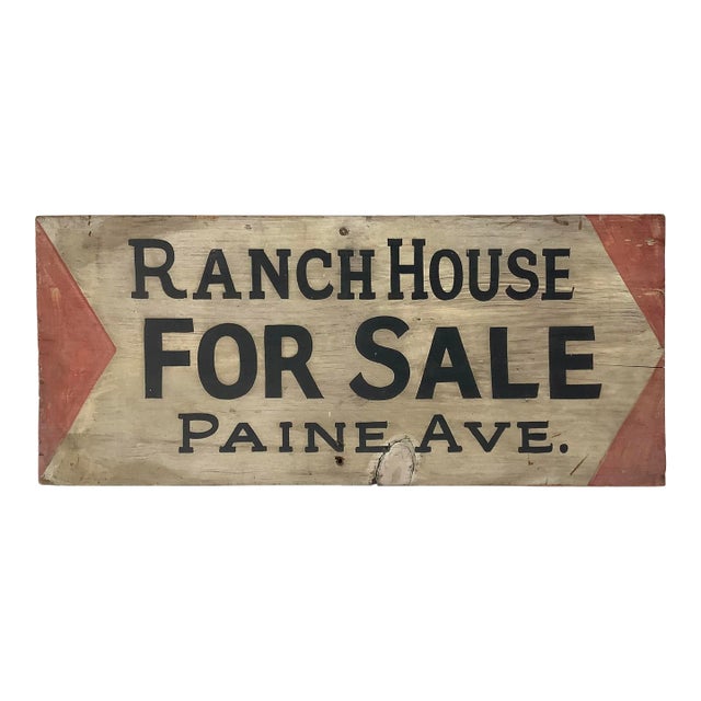 Circa 1940s Ranch House for Sale Wood Sign For Sale