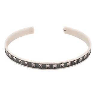 Sterling Silver Skull Symbol Cuff Bracelet For Sale