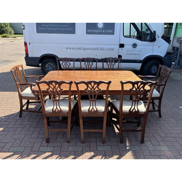 Antique Mahogany Dining Table and Chairs, Set of 9 For Sale - Image 5 of 18