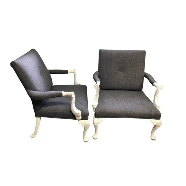 Large Georgian Style Library Armchairs a Pair For Sale - Image 4 of 7