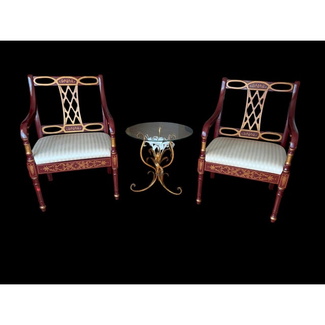 Maitland Smith Style Chinoiserie Side Chairs Red and Gold - A Pair For Sale - Image 13 of 13
