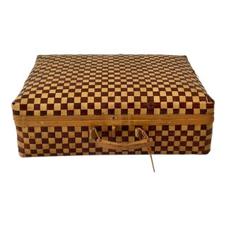 1970s Vintage Woven Rattan Suitcase Handbag Storage Basket For Sale