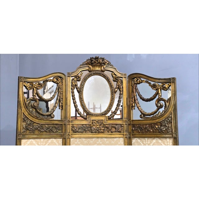 Gold Antique French Three Fold Gilt Screen, 1880 For Sale - Image 8 of 10