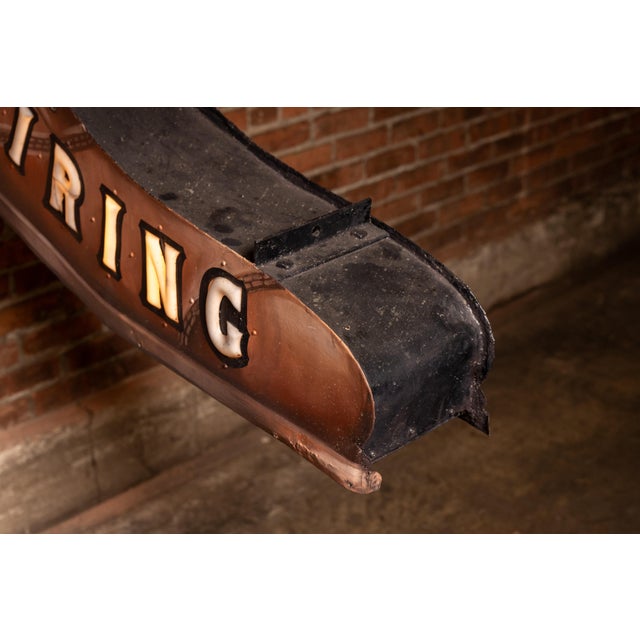 Brown Vintage Double-Sided Boot Form "Repairing" Illuminated Trade Sign For Sale - Image 8 of 15