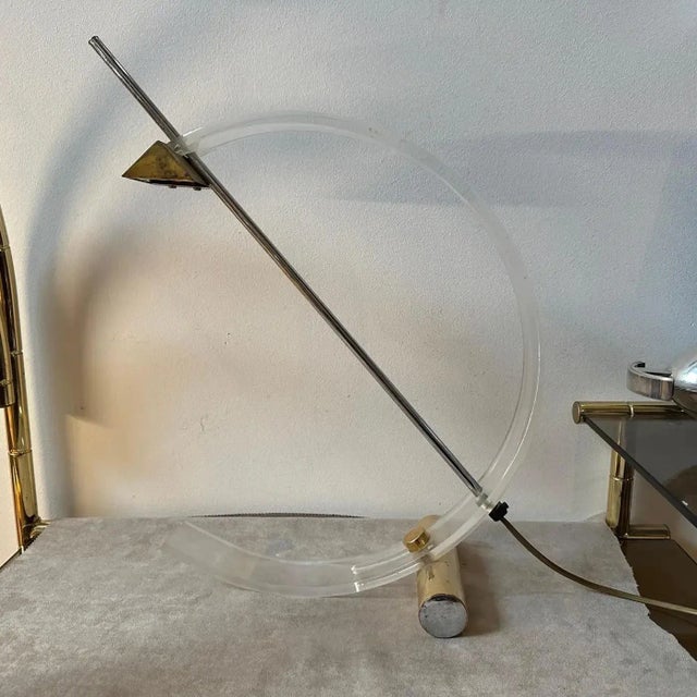 1980s 1980s Modernist Design Italian Arc Table Lamp For Sale - Image 5 of 12